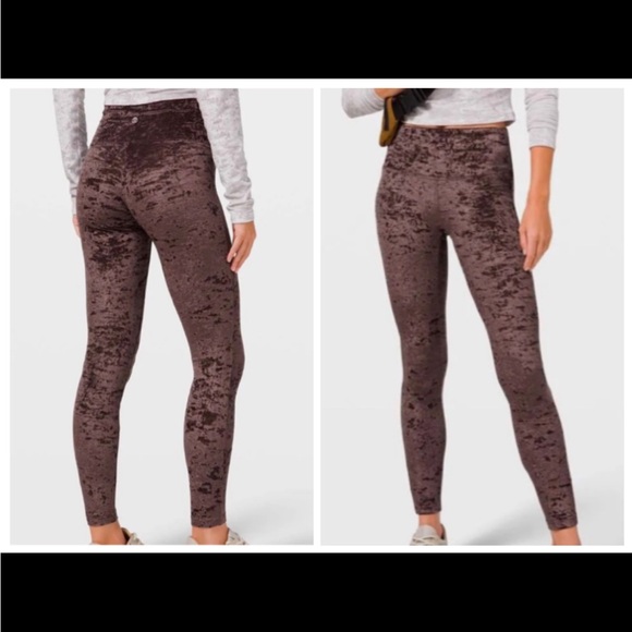 lululemon athletica Pants - Lululemon H/R leggings Wunder Under, special edition Coffee Press Crushed Velvet